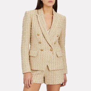 L’Agence Kenzie Double-Breasted Tweed Blazer